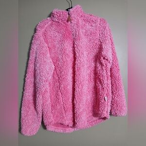 Simply Southern Sherpa Pullover Size Large Pink Gray Preppy Southern Polyester